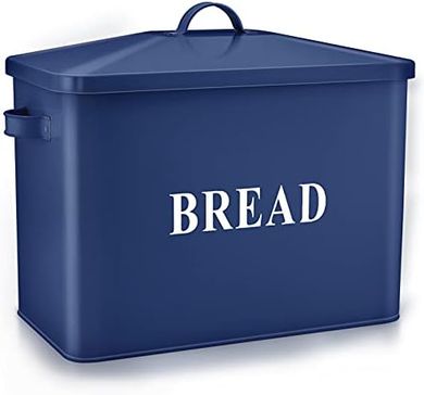 TeamFar Large Metal Bread Box (Navy Blue, Holds 2+ Loaves)
