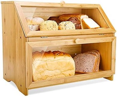 Bamboo Bread Box: Large, Double-Layer Kitchen Storage
