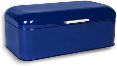 Large Blue Vintage Bread Box (Stainless Steel, Holds 2 Loaves)
