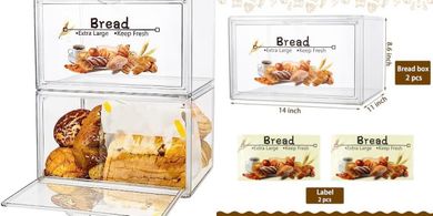 Stackable Double-Layer Bread Box (2-pack) for Kitchen Storage
