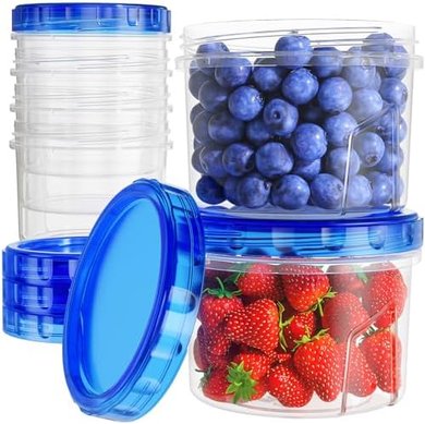 Airtight Freezer Containers: 6 Pack, 16oz, BPA-Free, Stackable, Leakproof