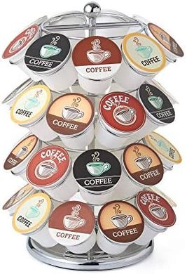 Rotating K-Cup Carousel: 36-Cup Chrome Organizer
