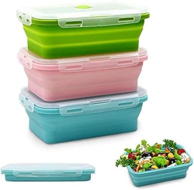 Alimat Plus Silicone Food Containers: 3 Collapsible, Dishwasher-Safe Containers (40.5 oz)
