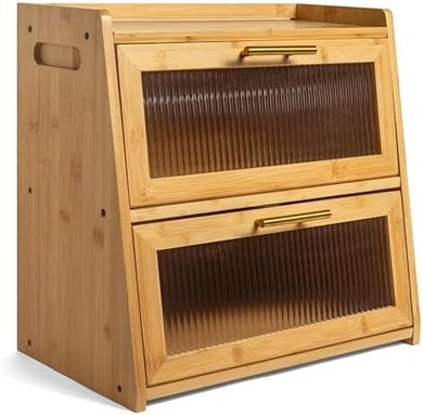 Large Bamboo Bread Box: Double Storage, Durable & Beautiful