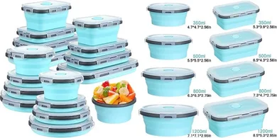 Yaomiao 16-Pack Collapsible Food Storage Containers (Rectangle & Round, Silicone)