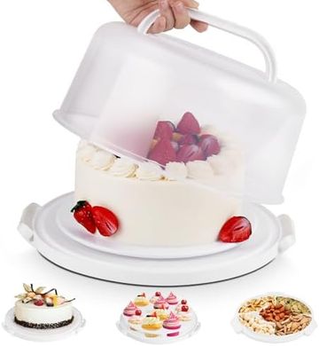 Portable 5-Section White Cake & Cupcake Carrier with Lid
