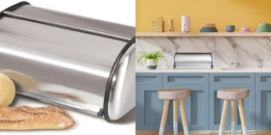 Oggi Stainless Steel Bread Box: Holds multiple loaves & baked goods.
