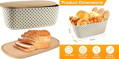 Bamboo Bread Box with Cutting Board Lid (14.4x8.3x5.6 in)
