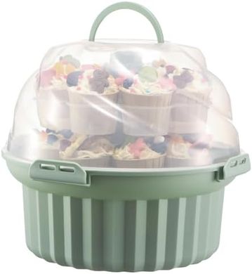 Portable 3-Tier Cupcake Carrier (24 Cupcakes, Cream Green)
