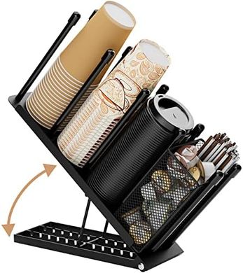 Adjustable 4-Compartment Coffee Cup & Pod Organizer
