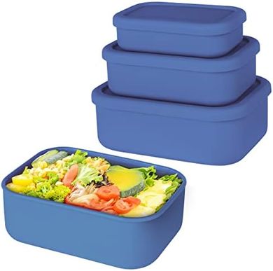 Airtight Silicone Bento Boxes (3-piece set, microwave/dishwasher/freezer safe)
