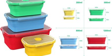 Vremi Collapsible Silicone Food Storage Containers (4-piece set)
