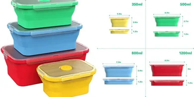 Vremi Collapsible Silicone Food Storage Containers (4-piece set)