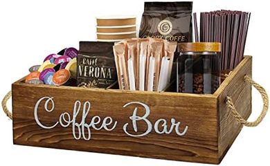 Farmhouse Coffee Station Organizer with Removable Dividers
