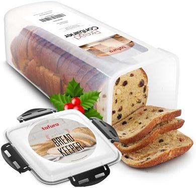 Tafura 5.8L BPA-Free Airtight Bread Box with Red Lid
