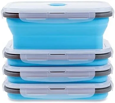 Stackable Silicone Food Storage Containers (4-pack, 27 oz, airtight)