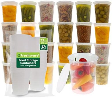Freshware 24-Piece Stackable Leakproof Food Storage Containers