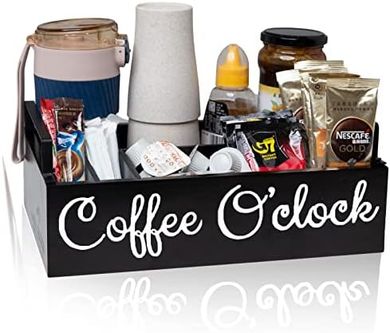 Black Wooden Coffee Pod Organizer with Removable Dividers
