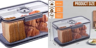 Airtight Bread Box with Lid: Keeps Bread, Toast, & More Fresh
