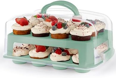 Stylish Two-Tier 24-Cupcake Carrier with Lid & Handles
