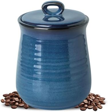 Large Blue Ceramic Farmhouse Jar (88 oz) for Food Storage
