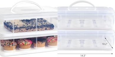 White Two-Tier Cupcake & Cake Carrier (24 Cupcakes)
