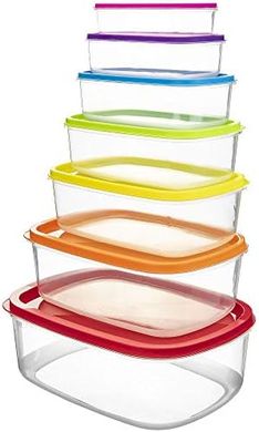 Southern Home Rectangle Food Storage: 7 Colorful Snap-Lid Containers
