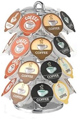 Rotating K-Cup Carousel: 32-Pod Storage, Modern Chrome Design
