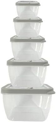 Stackable, airtight food storage containers (10-piece, BPA-free, gray)
