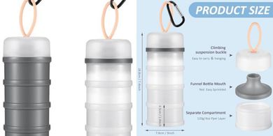 Stackable Leakproof Protein Powder Containers with Funnels & Keychain
