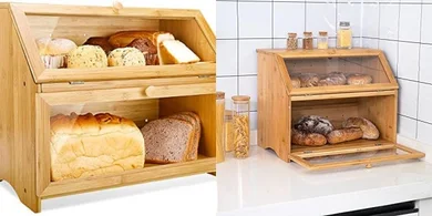 HOMEKOKO Bamboo Bread Box: Large, Double-Layer Storage
