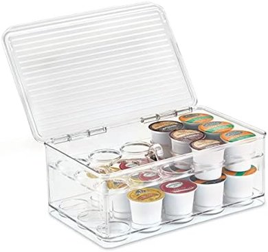 Linus Coffee Pod Holder: Clear, 2-Tier Lidded Bin
