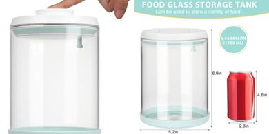 Stackable Airtight Glass Jar with One-Touch Lid (1.7L) for Baking & Treats
