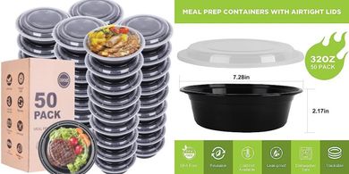 50-Pack 32oz BPA-Free Disposable Meal Prep Bowls with Lids
