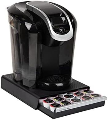 Black Coffee Pod Drawer: 30-Pod Capacity Countertop Organizer
