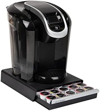Black Coffee Pod Drawer: 30-Pod Capacity Countertop Organizer