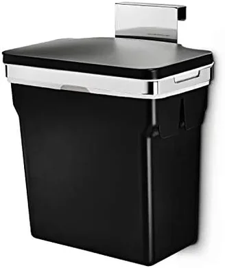 simplehuman 10-liter in-cabinet trash can, heavy-duty steel, black