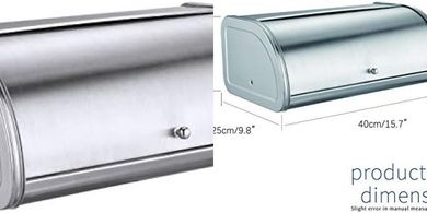 HILFA Stainless Steel Bread Box with Roll-Up Lid: Brushed Finish
