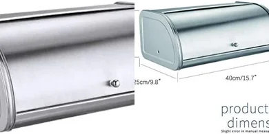 HILFA Stainless Steel Bread Box with Roll-Up Lid: Brushed Finish