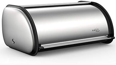 Stainless Steel Roll-Top Bread Box (Large Capacity, 17x11x7")
