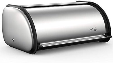 Stainless Steel Roll-Top Bread Box (Large Capacity, 17x11x7")