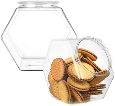 Clear BPA-free plastic hexagon cookie/candy jars (2-pack, 1-gallon)
