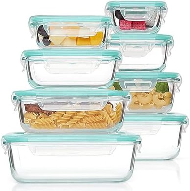 Vtopmart 8-Pack Glass Food Storage Containers: Microwave, Oven, Freezer, & Dishwasher Safe