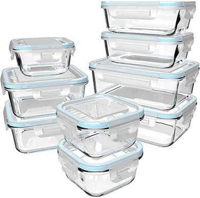 18-Piece BPA-Free Glass Food Storage Containers with Lids
