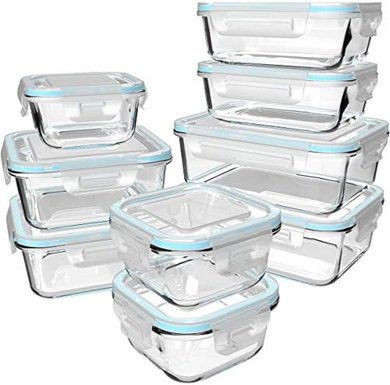 18-Piece BPA-Free Glass Food Storage Containers with Lids