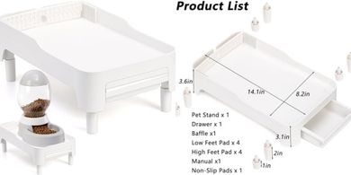 Elevated Pet Feeder Stand with Adjustable Height & Storage
