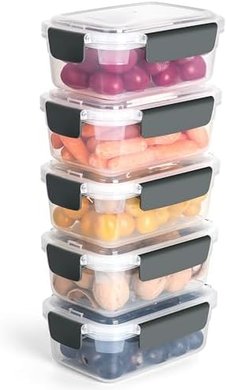 YORY 5-Pack Nestable Food Storage Containers