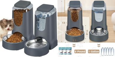 Automatic Pet Feeder & Waterer (Stainless Steel, 2-Gallon)
