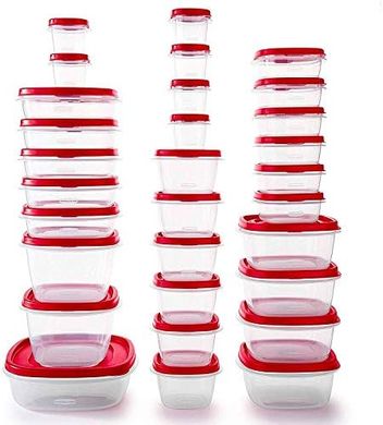 Rubbermaid 60-Piece Red Food Storage Containers: Microwave & Dishwasher Safe
