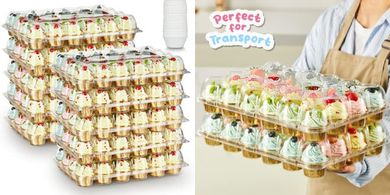 Stackable Cupcake Carriers with 240 Liners & Clear Lids
